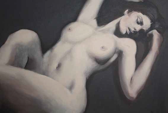 Meyer, Liegende Frau, 1997, Öl-L., 50 x 70 cm