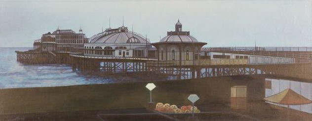 Bastian, Westpier at Brighton, 1995, Öl-L, 46 x 107 cm